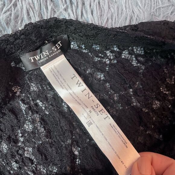 Twin Set Black Stretch Lace Leggings With Stirrups Size M - Picture 3 of 6